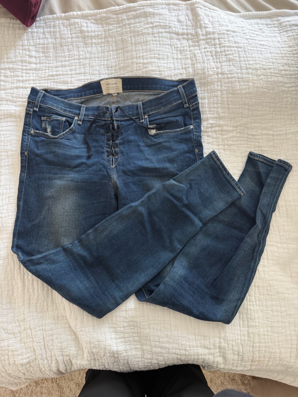 McGuire Denim Lace-Up Dark Blue Skinny Jeans